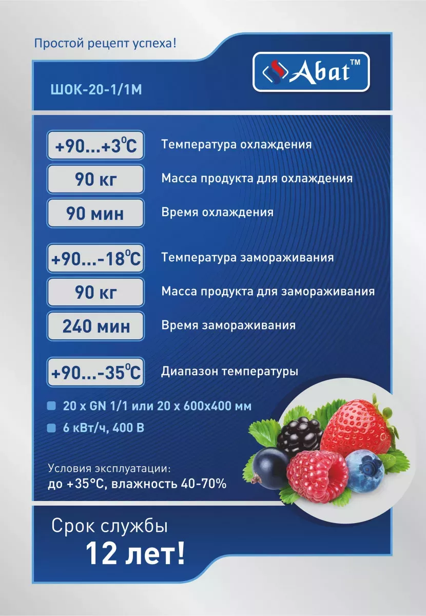 Шкаф шоковой заморозки Abat ШОК-20-1/1М